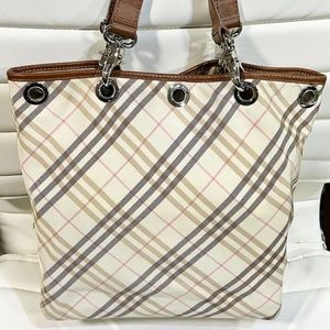 Burberry Blue Label Reversible Tote Nova Check Beige Pink